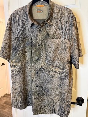 Magellan Outdoors Short Sleeve Camo Button-Up Shirt - Brown/Black